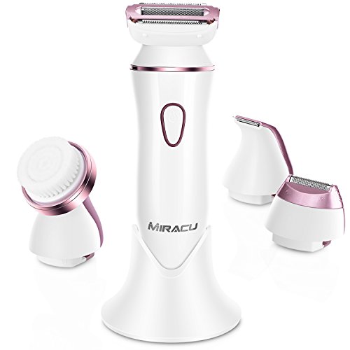 Miracu Women's Bikini Trimmer Electric Shaver Waterproof Rechargeable Cordless Ladies Electric Razor & Facial Cleansing Spin Brush for Exfoliating Skin Care, Wet & Dry Use - Thumbnail 7