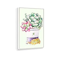 Framed Canvas Home Artwork Decoration Succulent Plant Canvas Wall Art for Living Room, Bedroom - 16x24 inches