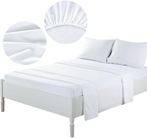 TEKAMON Premium 3 Piece Bed Sheet Set 1800TC Bedding 100% Microfiber Polyester - Super Soft, Warm, Breathable, Cooling, Wrinkle Free - 10-16" Extra Deep Pockets, Twin XL, White