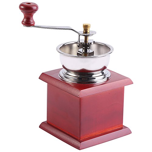 Antique Manual Coffee Grinder, Retro Design Coffee Bean Hand Grinder Manual Mill Home Kitchen Office Coffee Accessories(Red Wooden) - Thumbnail 6