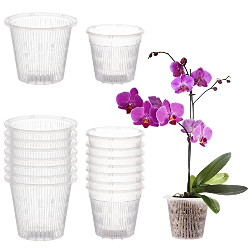 16Pack Clear Plastic Orchid Pots with Holes in 2 Sizes 4.5" or 5.5