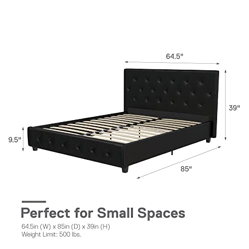 DHP Dakota Upholstered Platform Bed with Diamond Button Tufted