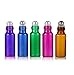Elfenstall 10pcs Amber/Blue/Green/Pink/Purple 5ml (1/6oz) Roll on Roller Glass Bottle for Essential Oil - Empty Aromatherapy Perfume Bottles - Refillable Slim w/Metal Ball and Black Lid + 3ml Dropper