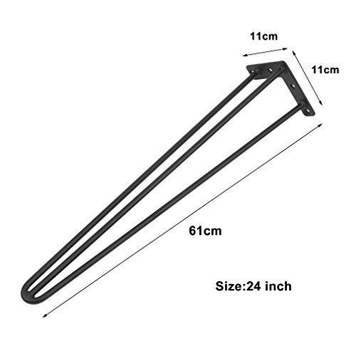 Hairpin Table Legs 24" Heavy Duty Hairpin Legs, (Set for 4) Heavy Duty Table Legs (Black) (24'' 3 Rod)