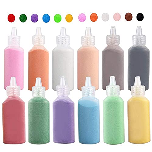 Excefore Art Sand,1.25Oz Colored Sand Bottles,Sand Arts And Crafts Kit,Scenic For Kids,Diy Painting,Wedding Decoration, Decorations Crafty Collection Bottles,12 Pcs