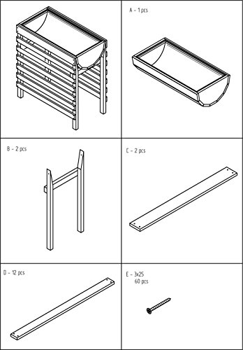 dobar Dekoratives Hochbeet aus Holz (Kiefer, braun) für Garten: Tischbeet Bausatz für Gemüse, Kräuter, Blumen, Beet Pflanzbeet für Terrasse, Balkon – Bild 5