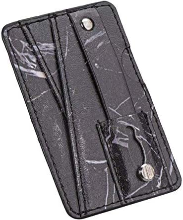 Marble Cell Phone Stick On Wallet Card Holder Phone Pocket for iPhone, Android and All Smartphones. (Black)