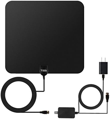 Yiddo Ultra-thin Indoor TV Antenna 50 Miles 1080P Digital Free View HDTV Aerial with USB Powered Detachable Amplifier Signal Booster, Extremely High Reception and 13ft Long Cable