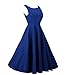 NINEWE Classic 50s Audrey Hepburn Boat Neck Black Swing Retro Vintage Dress Blue M
