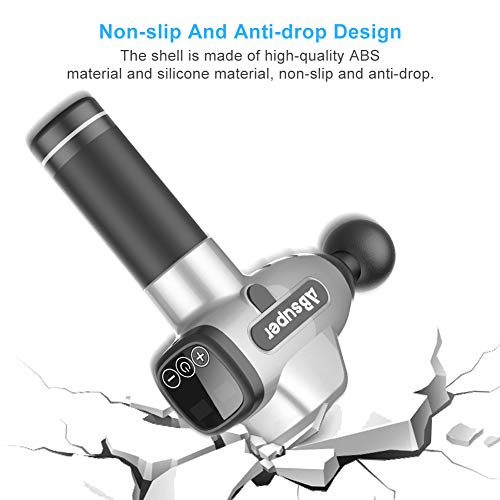 Massage Gun 2019 Winter Upgraded, ABsuper High-Intensity Percussion Massager for Pain Relief, Super Quiet 20 Speeds Rechargeable Muscle Massager with Four Different Heads for Different Muscle Groups