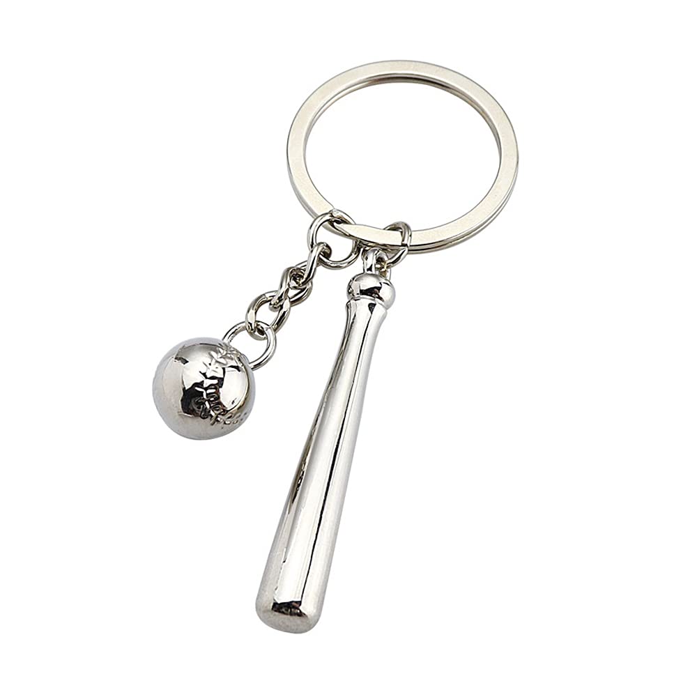 IKAAR Metal Keyring Baseball Bat Keychain Key Rings Gift for Men and Women on Birthday and Christmas