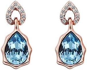 Aomily Jewelry 18K Gold Plated Drop Earrings For Womens Water Drop Blue Rose Gold