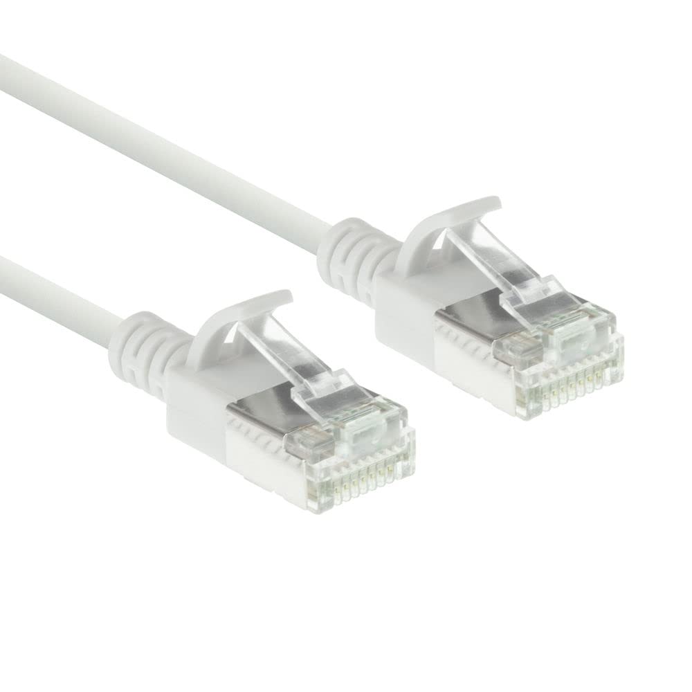 ACT CAT6a Network Cable, U/FTP LSZH LAN Cable, Thin 3.8 mm Slimline, Flexible Snagless CAT 6a Cable with RJ45 Connector, for Use in Data Centres, 1.5 Metres, White - DC6951