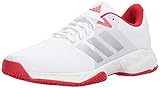 adidas Performance  Men's Barricade Court 3 Tennis Shoe, White/Matte Silver/Scarlet, 10 M US