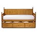 Casey II Wood Daybed with Ball Finials and Roll Out Trundle Drawer, Honey Maple Finish, Twin