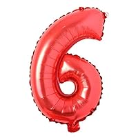 16" inch Single Red Alphabet Letter Number Balloons Aluminum Hanging Foil Film Balloon Wedding Birthday Party Decoration Banner Air Mylar Balloons (16 inch Red 6)