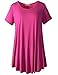 LARACE Plus Size Tops for Women Short Sleeve Shirts Casual Summer Clothes Round Neck Tunics for Leggings (3X, Fushia)