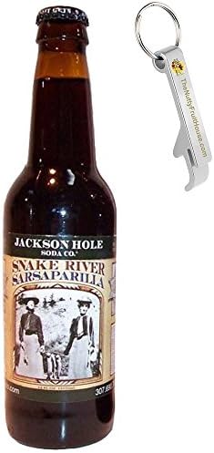 Jackson Hole Strawberry Rhubarb Soda Pop 12-Ounce Bottle 24 Count (With Exclusive Stainless Steel Bottle Opener)