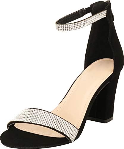 block heel sandals with allover gem embellishment