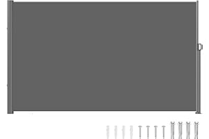 VEVOR Retractable Side Awning, UV 50 63''x 118'' Full Aluminum Rust-Proof Outdoor Privacy Screen, 280 g Thicken Folding Room Divider Wind Screen, for Patio Sun Shade, Backyard, Balcony, Gray