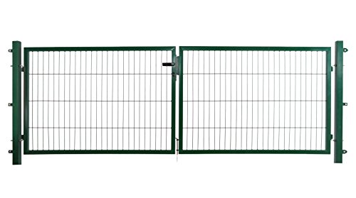 Eider Doppelflügeltor in grün 300 x 100 cm für Stabmattenzaun inkl. Befestigungsmaterial