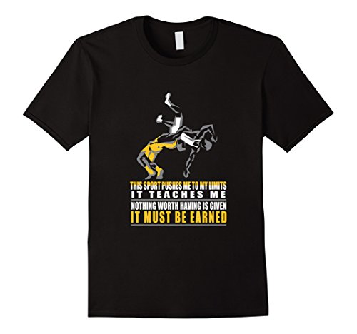 Mens IT MUST BE EARNED Wrestling T-shirt Medium Black - Thumbnail 2