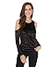 Womens Velvet Cold Shoulder Sweatshirt Pullover Tops Long Sleeves Sweater Loose Shirts Blouse