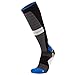 Pure Athlete Compression Ski Socks Merino Wool – Thermal Warm Socks for Skiing, Snowboarding, OTC (1 Pair - Black/Blue, Large)