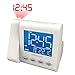 Magnasonic Projection Alarm Clock with AM/FM Radio, Battery Backup, Auto Time Set, Dual Alarm, Nap/Sleep Timer, Indoor Temperature/Date Display with Dimming & 3.5mm Audio Input - White (EAAC601W)