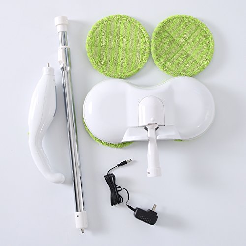 Docheer Cordless Electric Scrubber Polisher Spinning Mop, Rechargeable Powered Floor Cleaner, Adjustable Handle Handheld Vacuum Floor and Tile Sweeper