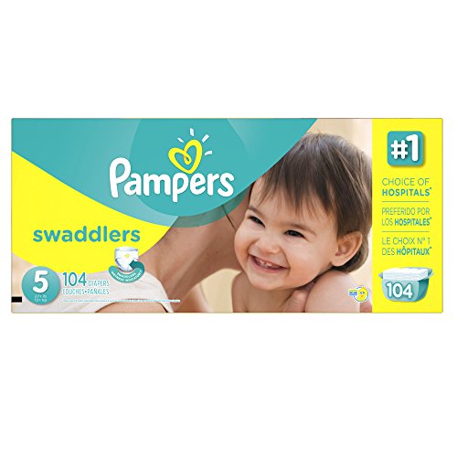 Pampers size 5 swaddlers diapers, 104 count