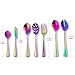culterman Color rainbow Serving utensils set. Stainless Steel Large Hostess Flatware Sets 7-Piece Includes Silverware Large Salad Spoons,Forks,knife.Dishwasher Safe