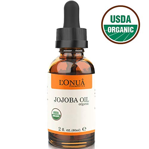 L'Onua Organic Cold Pressed Jojoba Oil - 100% Pure Unrefined Virgin Oil - Treatment For Dry Thinning Hair, Skin Blemishes - Natural Toner, Exfoliant & Conditioner