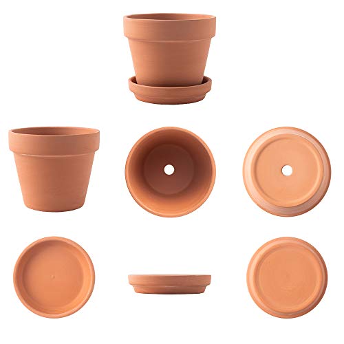 Terra Cotta Pots with Saucer- 17-Pack Clay Flower Pots with Saucers, Mini Flower Pot Planters for Indoor, Outdoor Plant, Succulent Display, Great for Plants,Crafts,Wedding Favor(3.1 inches)