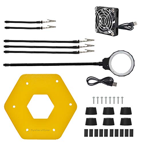 Helping Hands Soldering With LED Magnifier and USB Fan, 3 Brightness LED Third Hand Tool Station with 6 Flexible Gooseneck Arm Heavy Metal Base for DIY Craft Solder Detailed Electronics Repair Jewelry - Thumbnail 5