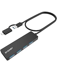 BYEASY USB Hub, USB C Hub to USB 3.0 Hub with 4 Ports and 2 ft Extended Cable, Ultra Slim Portable USB Splitter for MacBook, Mac Pro Mini, iMac, Ps4, Surface Pro, XPS, PC, Flash Drive, Samsung More