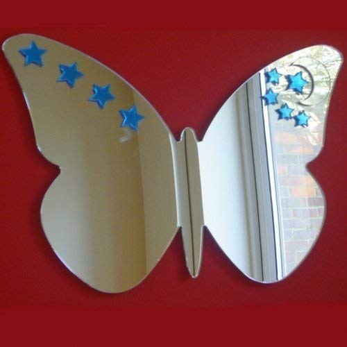 Butterfly Mirror 50cm x 42cm with Blue Star Mirrors and Silver Moon Mirror