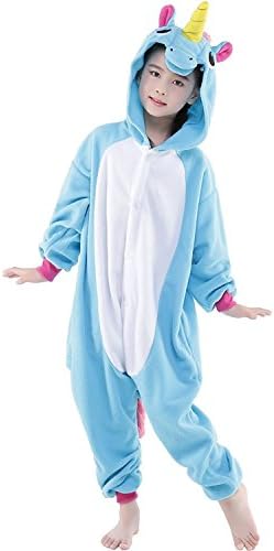 JollyCreek Unisex Children Unicorn Pyjamas Halloween Cosplay Kids Onesie Costume,Blue