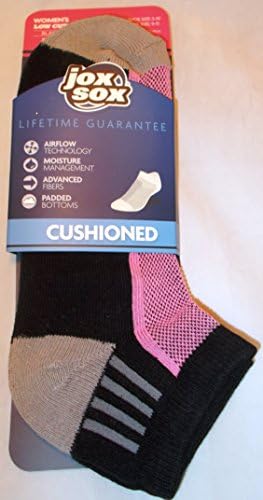 Jox Sox Womens Cushioned Low Cut Black/Pink Socks
