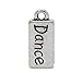 HOUSWEETY 50PCs Silver Tone dance Rectangle Charm Pendants 17x7mm(5/8
