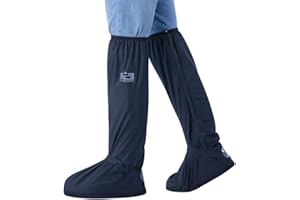 RINJOY Waterproof Rain Boot Shoe Covers Reusable for Motorcycle Riding with Zipper Non-Slip Foldable Men Women Rain Gear