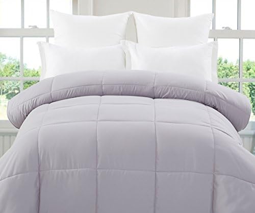 Revisable Down Alternative Comforter (Opal Gray / Plum, Queen) - All Season Comforter - by Natural Comfort