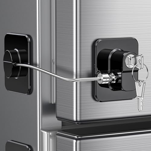 WILNIRY 1 Pack Refrigerator Door Lock with Code, Child Proof Fridge Door Lock Combination Lock for Kitchen Freezer, Cabinets and Drawers, Closets, Windows-Black (Black 1 Pack)