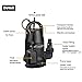 FPOWER 1/2HP Clean/Dirty Water Submersible Pump with 10-Foot Cord Utility Pump with Automatic ON/Off Float Switch for Fountain, Pond, Pool, Aquarium, Cisterns
