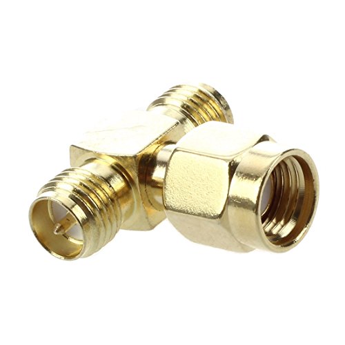 SODIAL(R) 2 Pcs RP SMA Male to Two RP SMA Female Triple T RF Adapter Connector 3 way Splitter