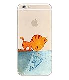 iPhone 6 Case, DECO FAIRY® Protective Case Bumper[Scratch-Resistant] [Perfect Fit] Translucent Silicone Clear Case Gel Cover for Apple iPhone 6 (Cat Kisses Fish iPhone 6 4.7)