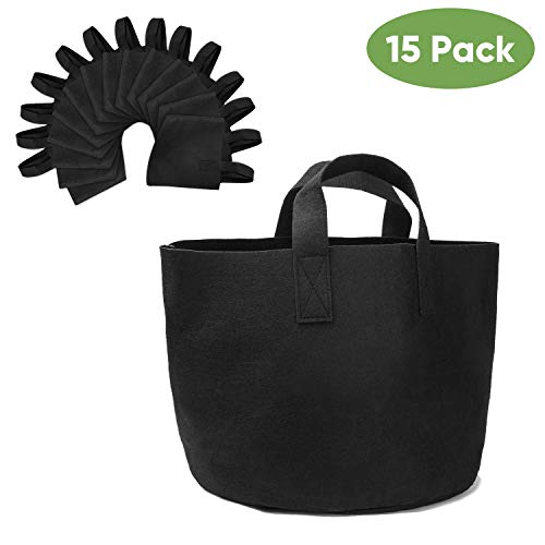 Brajttt 3 Gallon Grow Bags Set, Aeration Fabric Pots with Handles,Black Plant Bags,Durable Garden Grow Pots,Fabric Containers with Strap Handles 15 Pack