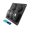 Iztoss-blue-led-3-gang-rocker-switch-panel-with-power-socket-31A-dual-USB-wiring-kits-and-DC12V24V-for-Marine-Boat-Car-Rv-Vehicles-Truck