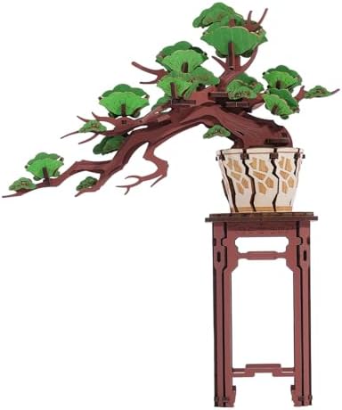 Rolife Model Kits - 3D Puzzle Artificial Tree Plants Evergreen Pine Bonsai Wooden Puzzles for Adults, Toy Building Sets Construction Kits for Adults, Build Your Own Aesthetic Home Decor Gifts