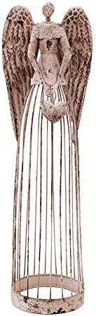 E-view Vintage Steel Angel Backyard Statue – Climate Resistant Indoor Outside Sculptures Yard Garden Patio Artwork Decor Guardian Angel for Mom 32″ H